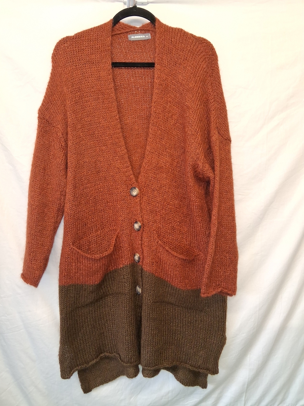 Alannah Hill Women's Two-Tone Long Cardigan Sweater - Rust & Brown